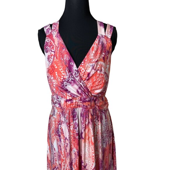 Soma Maxi Dress Crossback Straps Coral Purple Babydoll Y2K Size Large NWT - Picture 2 of 12